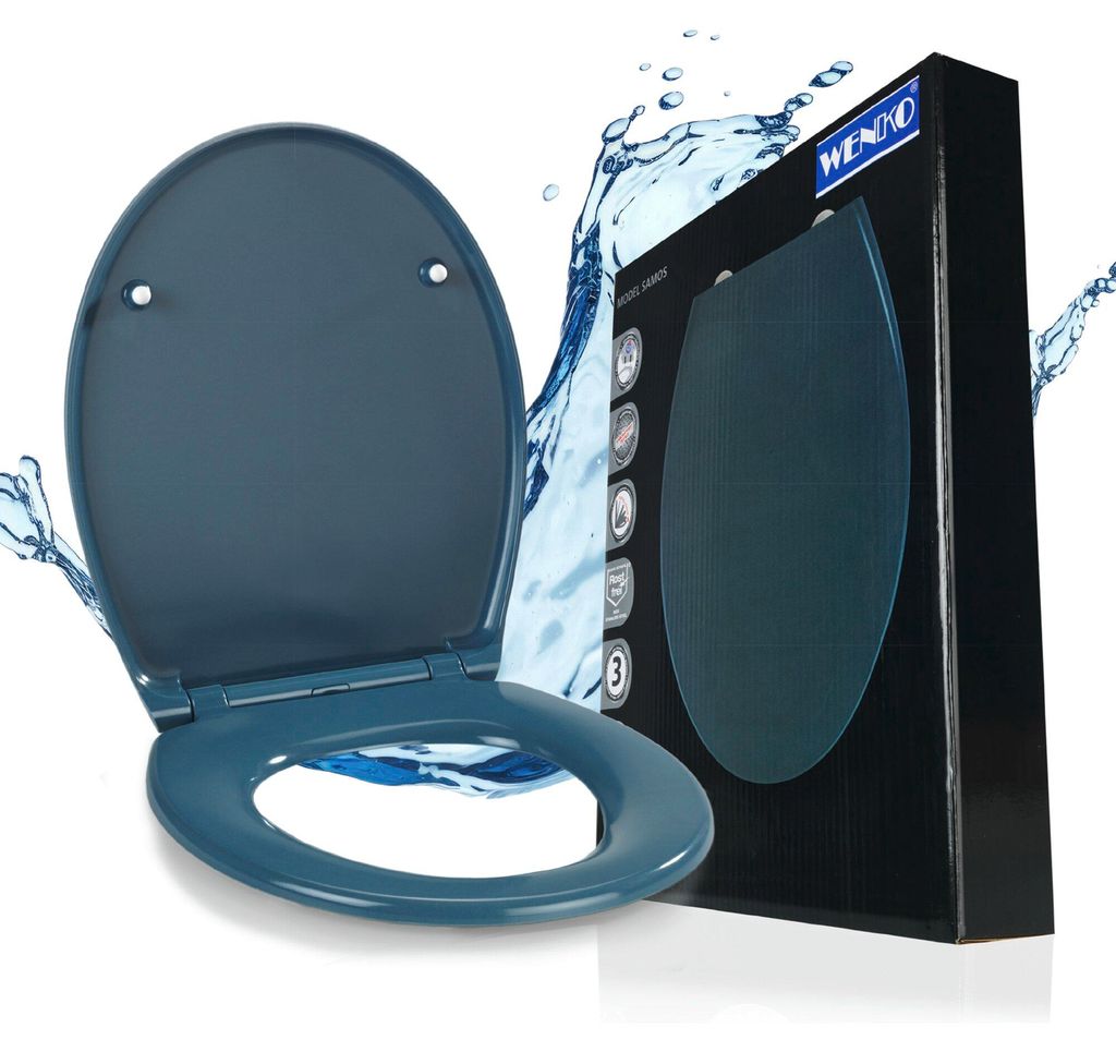 WENKO Premium WC SITZ SAMOS Slate Absenkautomatik Klo Produktbild 