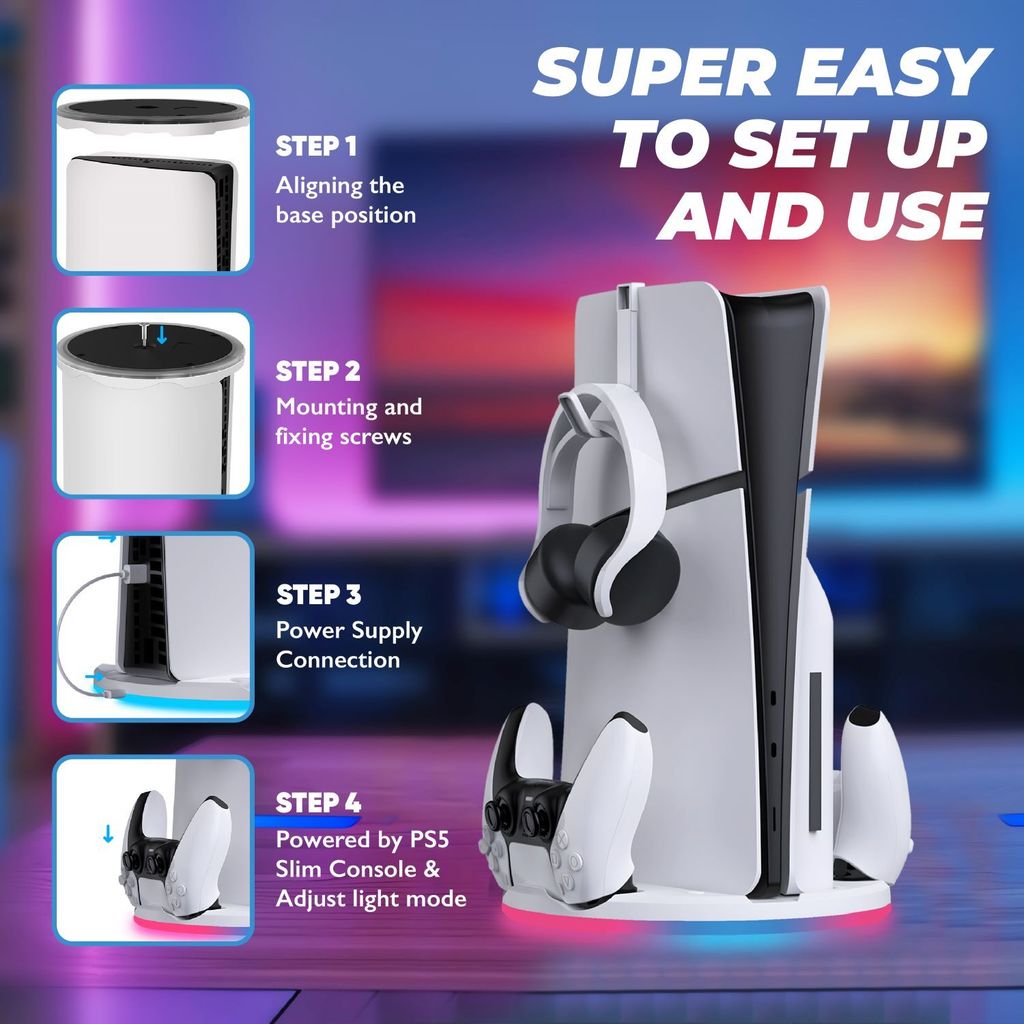 Duální nabíjecí stanice PS5 s držákem na sluchátka | bílý Obrázek produktu 5
