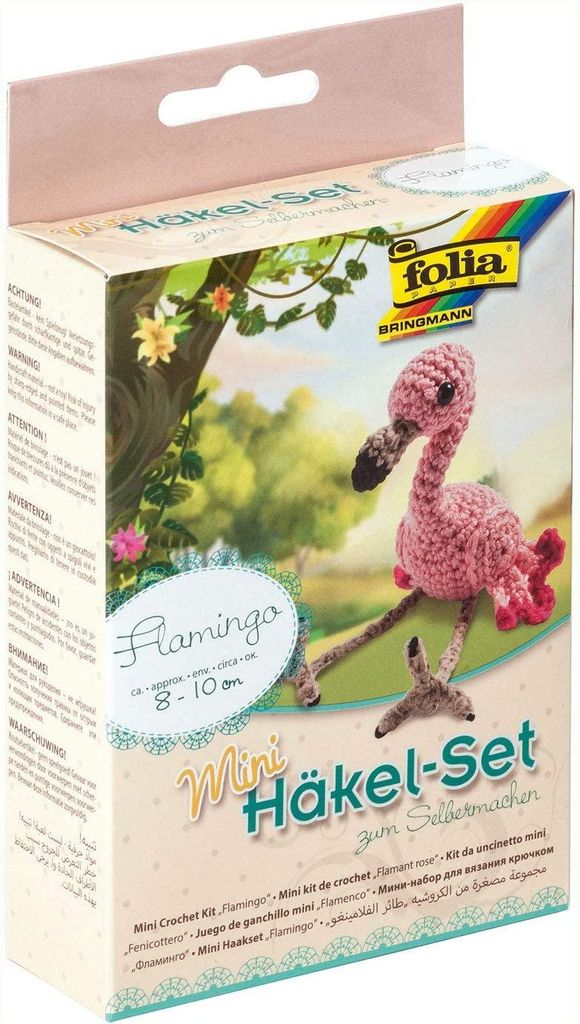 folia 23914 - Mini Häkelset Flamingo, Komplettset zur Produktbild 