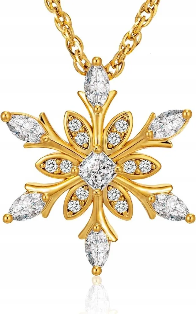 Collier flocon strass scintillants étoile de givre en métal rhodié