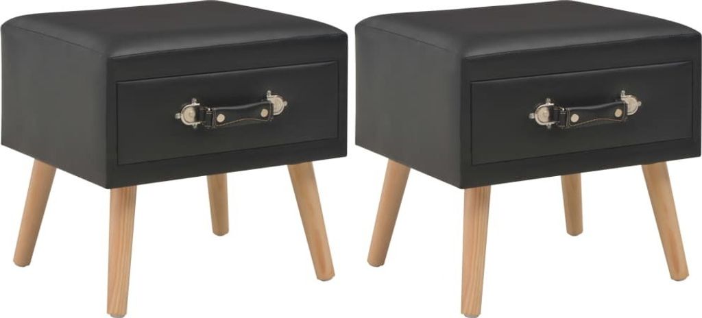 "im Angebot" Nachttische 2 Stk. - Schlafzimmertisch modern - Schwarz 40x35x40 cm Kunstleder - Beistellschrank CC1909