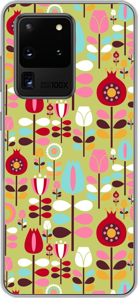 MuchoWow Handyhülle Schutzhülle Hülle für Telefoonhoesje Samsung Galaxy S20 Ultra Muster - Blumen - Farben Silikon Softcase Handy Hülle - Ka...