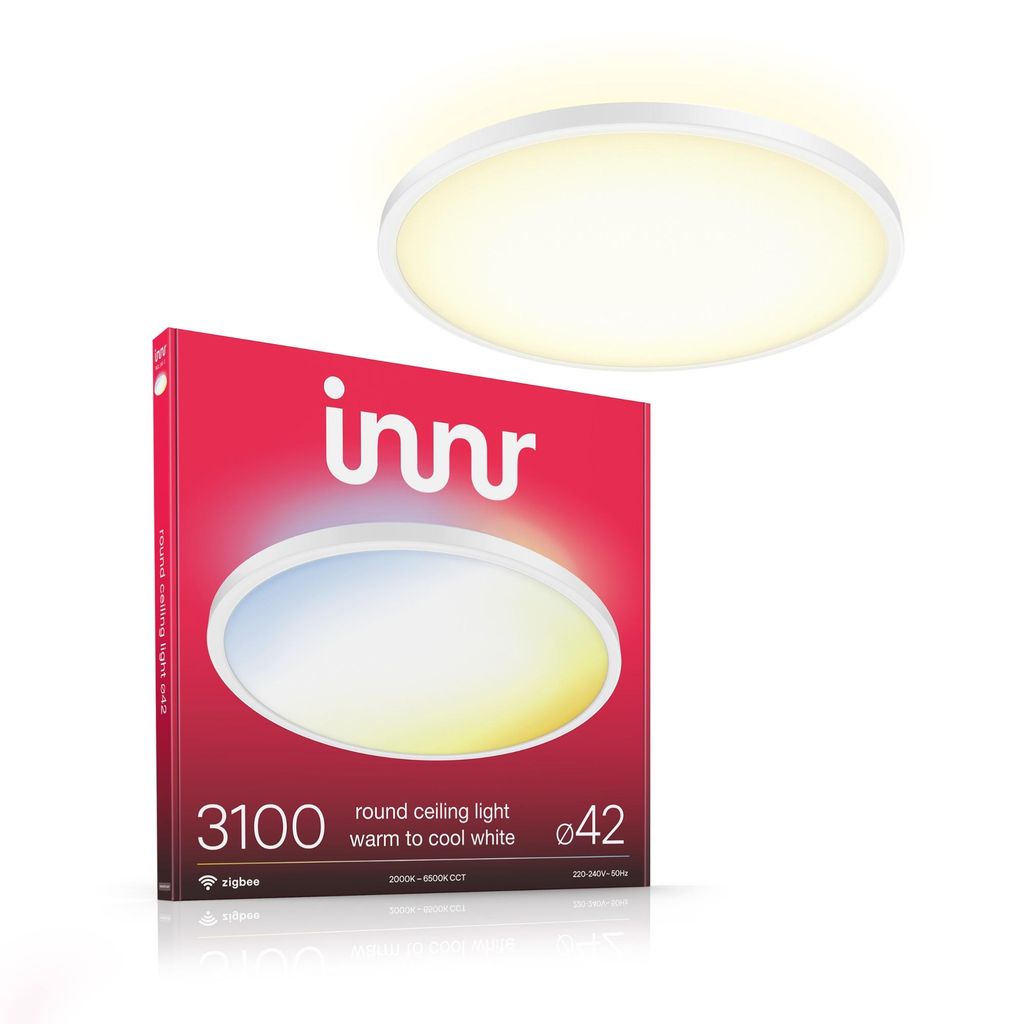 Innr Smart LED Deckenlampe 42cm, Zigbee, funktioniert mit Hue*, Warmweiß bis Kühlweiß, Deckenleuchte Wohnzimmer, LED Lampe Dimmbar, 3100 Lumen