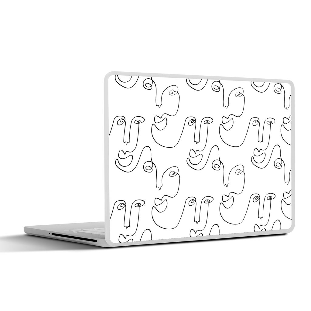 MuchoWow Laptop Aufkleber Sticker Cover Strichzeichnungen - Gesicht - Muster 31x22.5 cm - Laptop-Deko