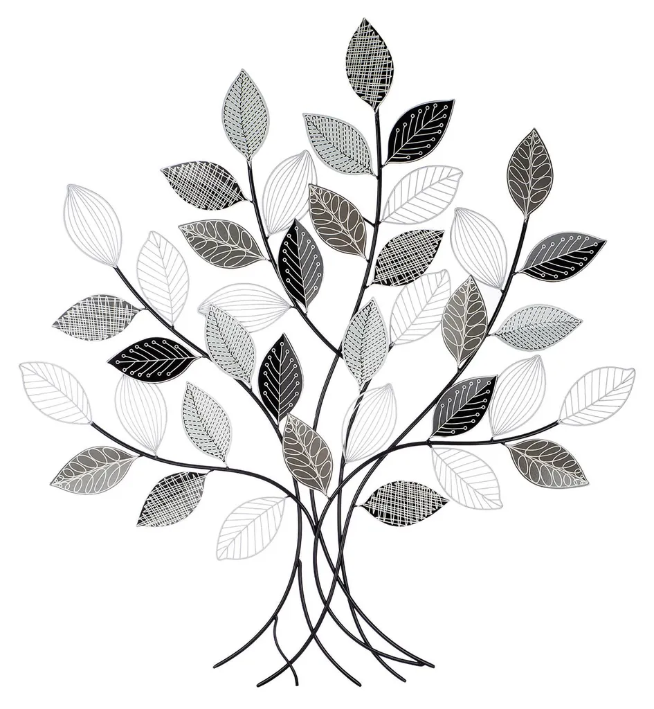 Sculpture Murale Arbre en Métal Noir et Blanc Gilde Graphic 100 cm