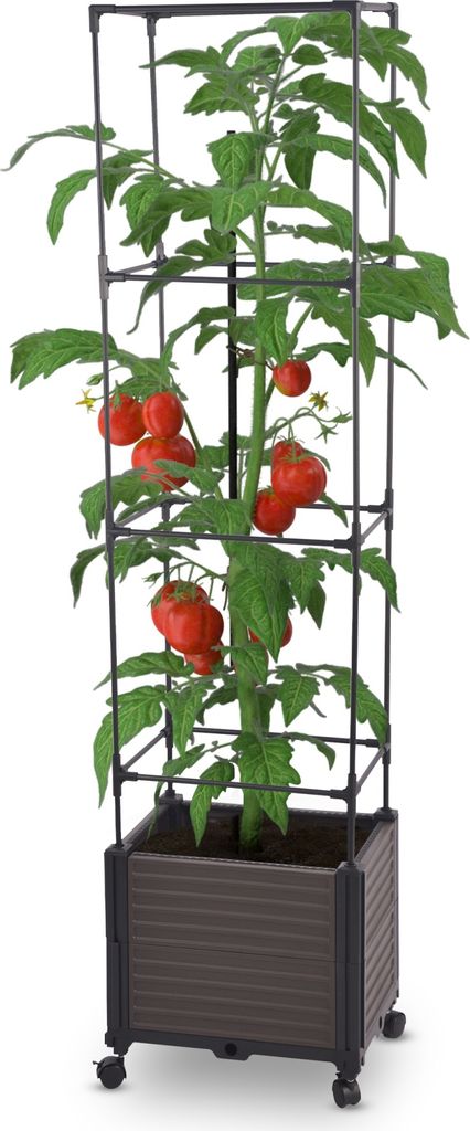 Blumenkasten mit Rankhilfe quadratisch 4 Ebenen 43x30xH165 cm Pflanzgefäß mit Rädern