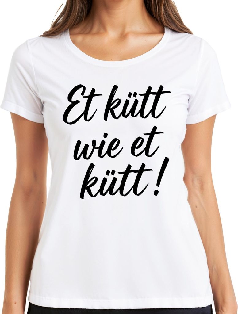 Et kütt wie et kütt Kölsch Köln Karneval Fastnacht närrische Tage Damen T-Shirt, Weiß, XL