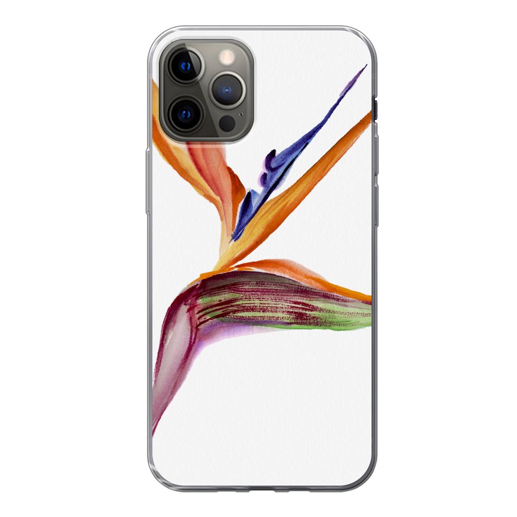 MuchoWow Handyhülle Schutzhülle Hülle für iPhone 13 Pro Strelitzia - Aquarell - Blumen Silikon Softcase Handy Hülle - Handy-Tasche