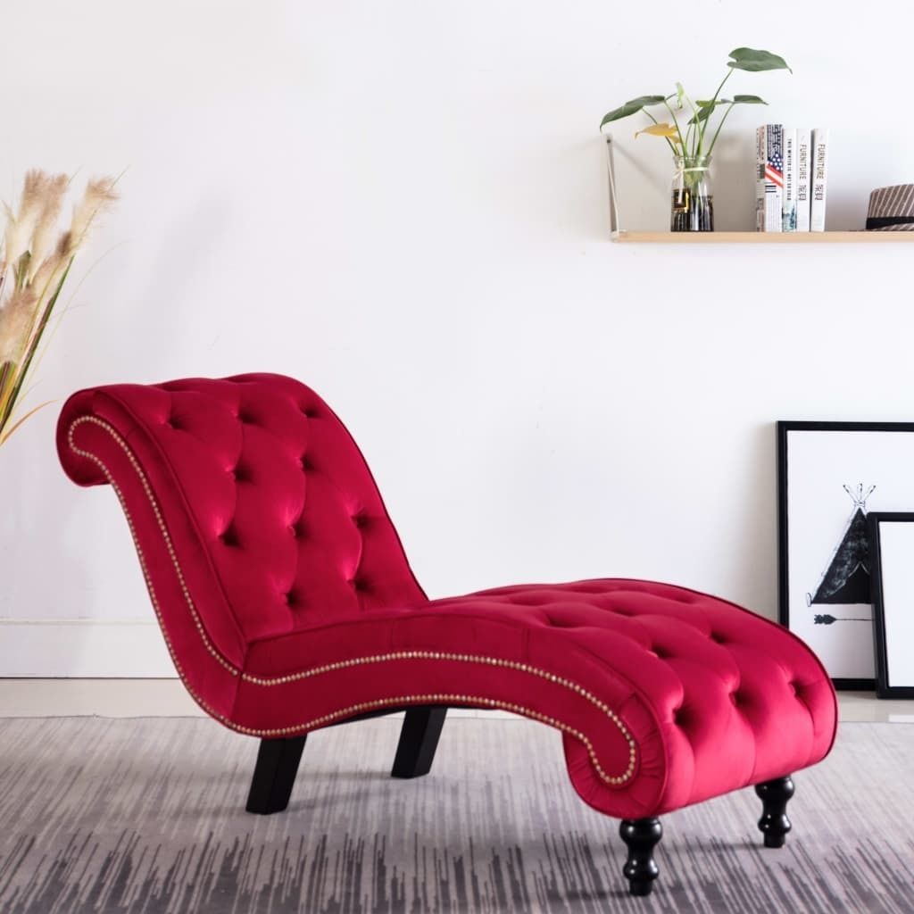 Möbel Chaiselongue Rot Samt - Recamieren 248613