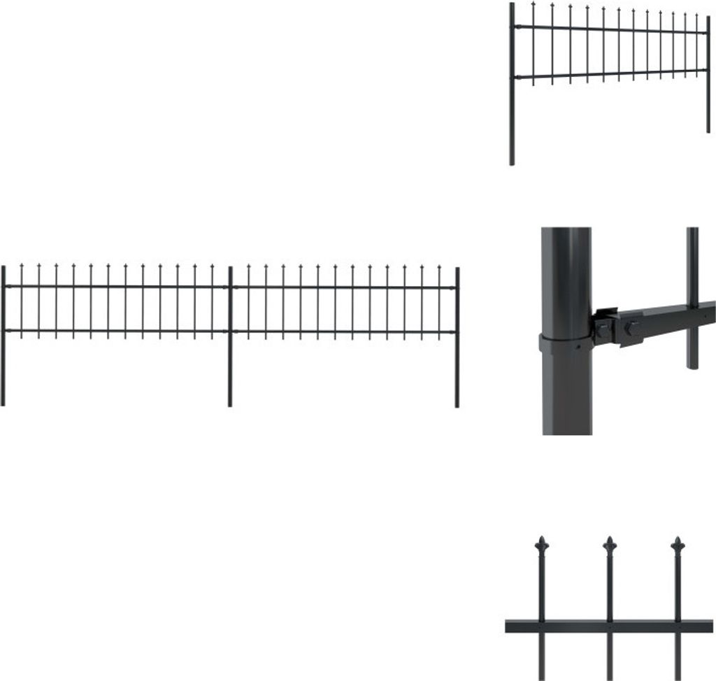vidaXL Gartenzaun mit Speerspitzen Stahl 3,4 x 0,6 m Schwarz - Zaunfelder