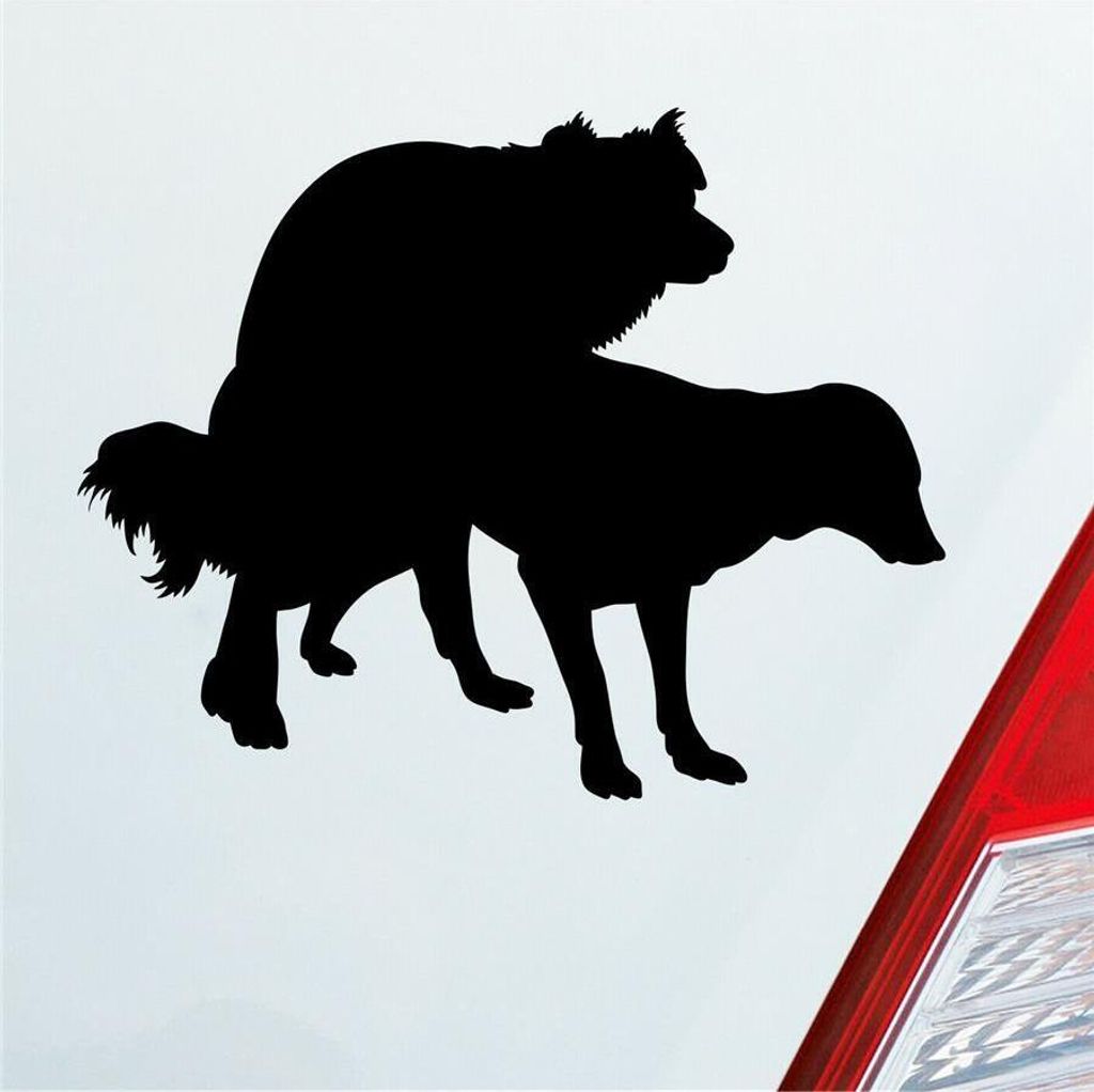 Auto Aufkleber Hunde decken Spaß Liebe Paaren Dog 12,5x10 cm Schwarz Matt Sticker Heckscheibenaufkleber