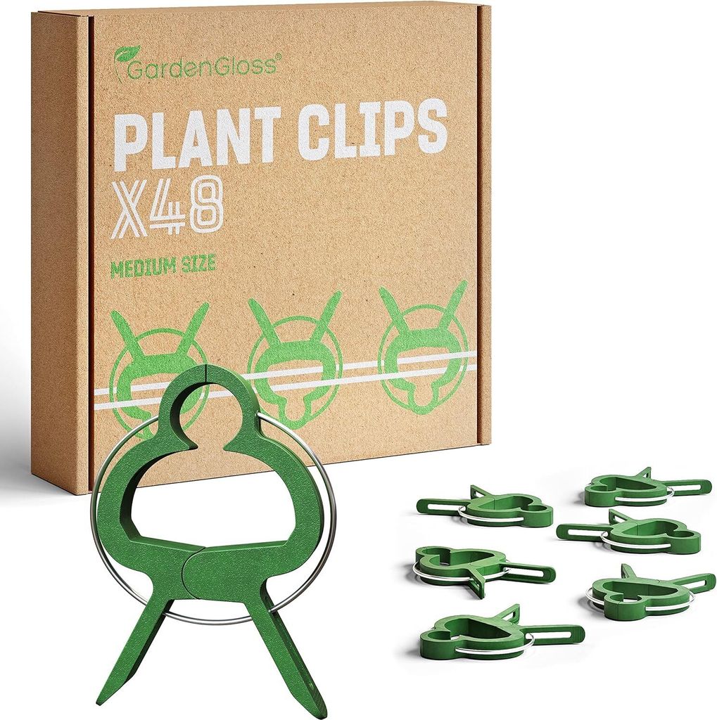 GardenGloss Pflanzenclips Klein - Einfache Rankhilfe für Tomaten, Rosen, Gurken 48 Clips (Größe M)
