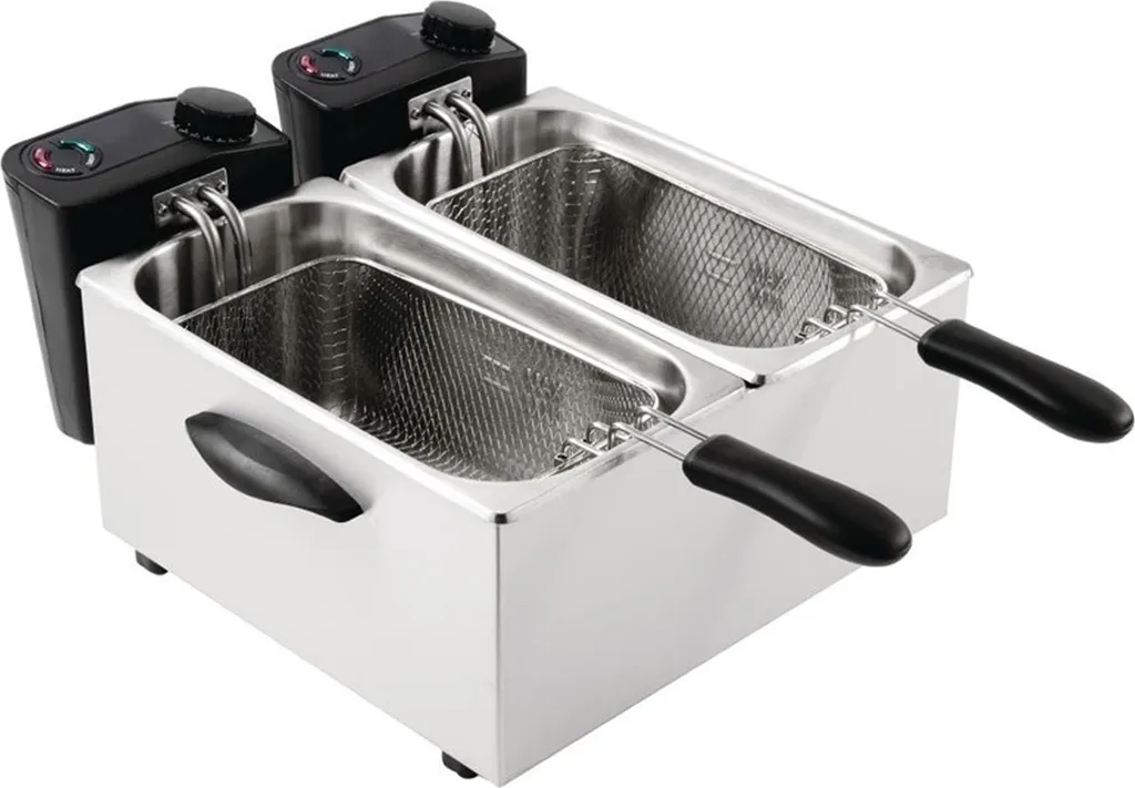 Friteuse double cuve inox 7 litres Caterlite pour snacks et buffets