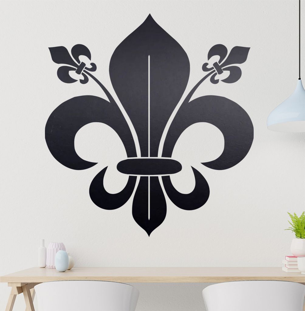 französische Lilie Wandtattoo in 6 Größen - Wandaufkleber Wall Sticker - Dekoration, Küche, Wohnzimmer, Schlafzimmer, Badezimmer