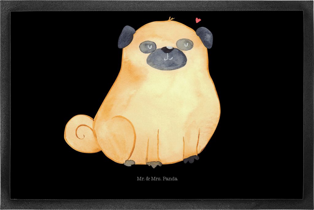 Mr. & Mrs. Panda fußmatte Mops 50 x 75 cm - Schwarz - Geschenk, Hund, Schmutzmatte, Knuffig, Schmutzfangmatte, Sauberlaufmatte, Sprüche, Hundelie...