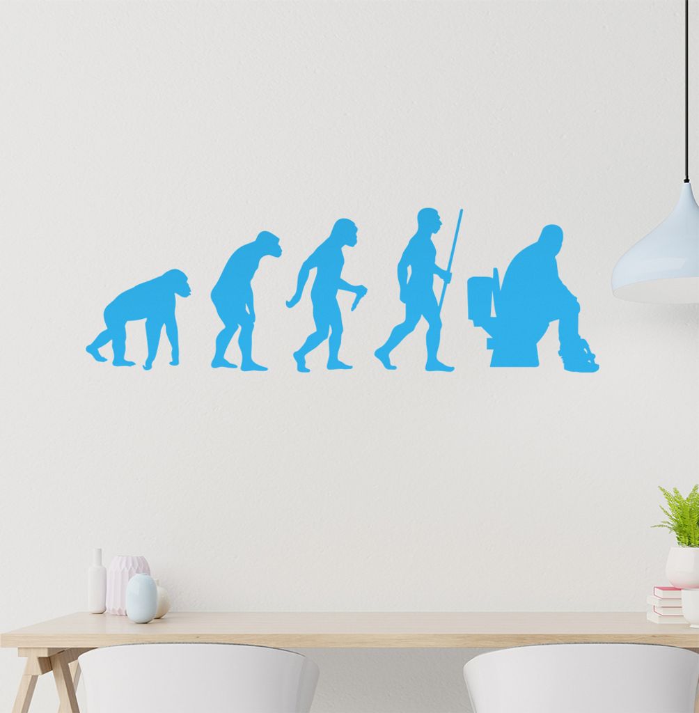 Klo Toiletten Evolution Wandtattoo Wandaufkleber Wall Sticker - Dekoration, Küche, Wohnzimmer, Schlafzimmer, Badezimmer