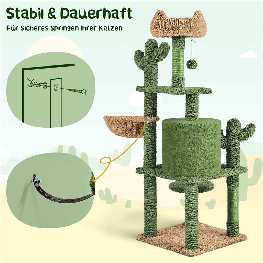Yaheetech Kaktus Kratzbaum M, 135 cm hoch, Katzenbaum mit Produktbild 5