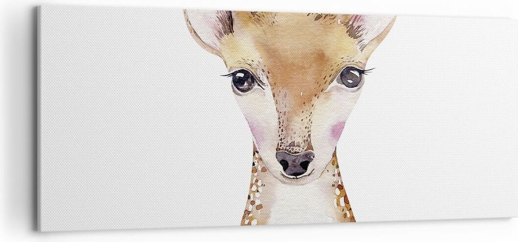 Bild auf Leinwand - Leinwandbild - Einteilig - Damhirschkuh Grafiken Kinder - 120x50cm - Wand Bild - Wanddeko - Wandbilder - Leinwanddruck - Bilder...