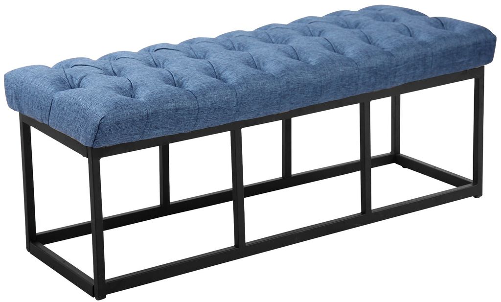 CLP Sitzbank Amun Stoff mit schwarzem Metallgestell blau Größe 120 cm