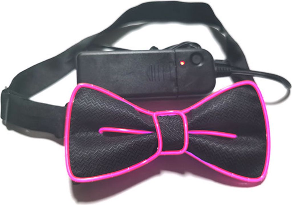 LED -Fliegekrawatte leuchten im dunklen verstellbaren Knopf Verschiedene Lichtmodi für Partys Hochzeiten Halloween Cosplay-Rosa