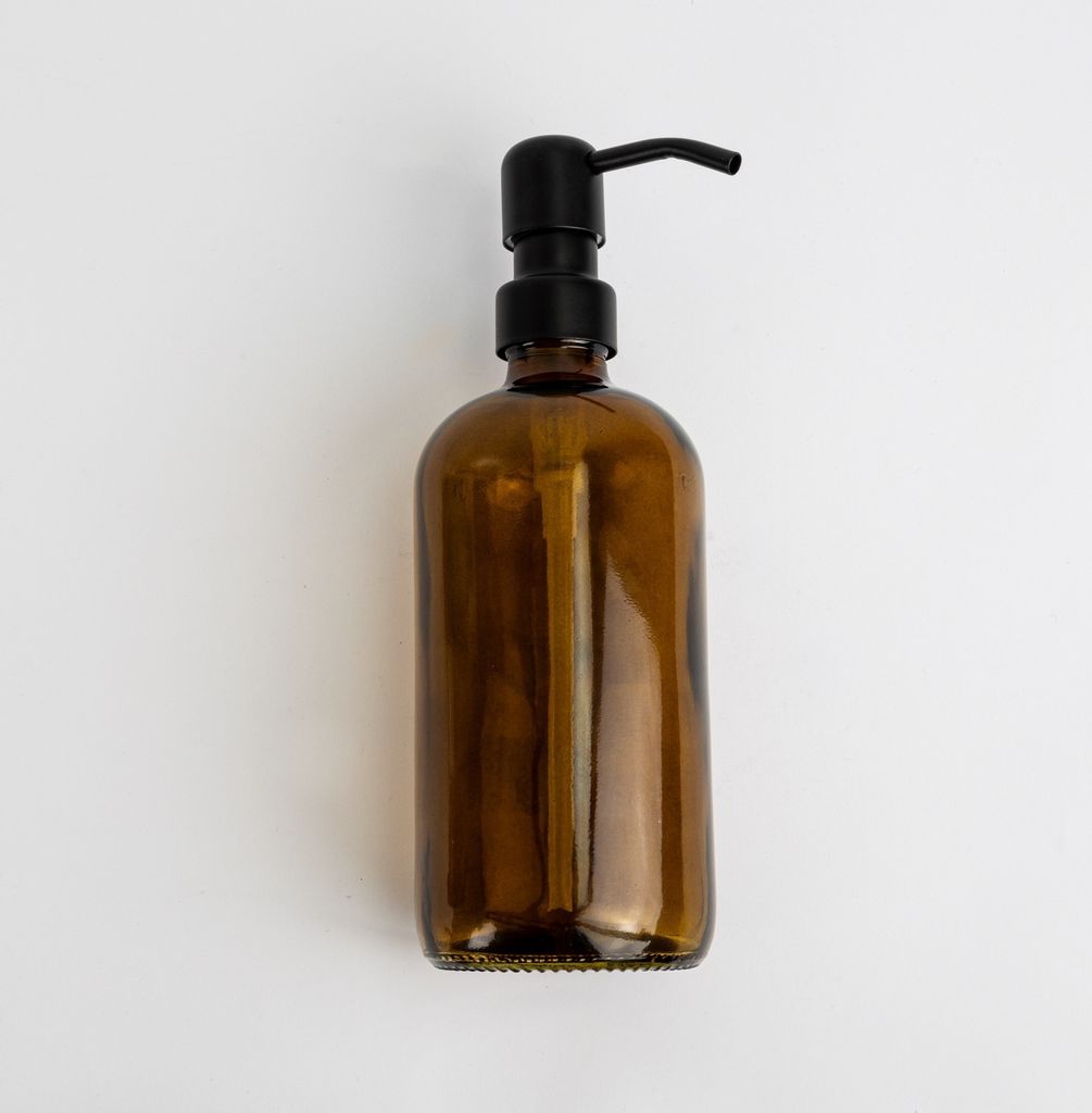 Natural Goods Berlin KLEAN Seifenspender mit Etiketten, hochwertiger & nachfüllbarer Seifenspender für Küche & Bad, transparent Braun, Edelstahl...