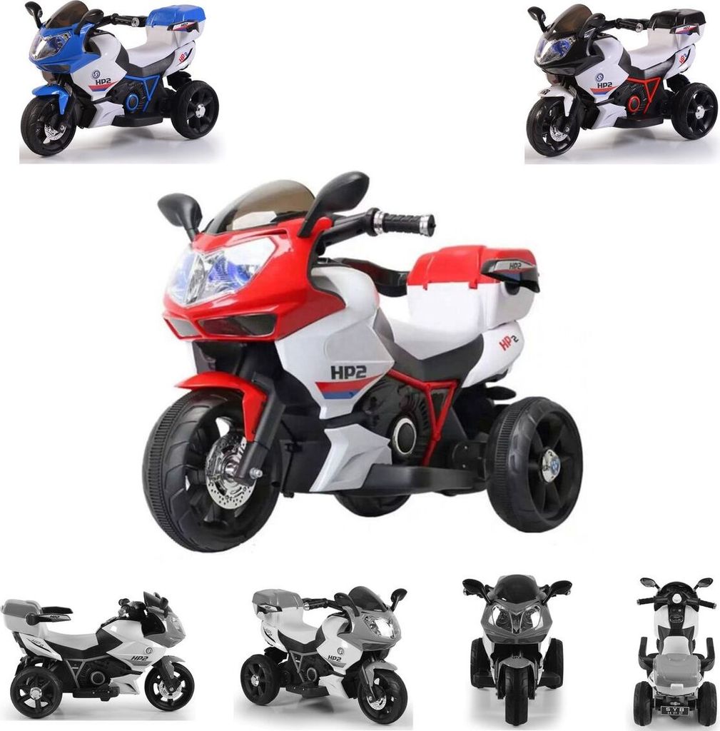 Kinder Elektromotorrad HP2 FB-6187, mit Musikfunktion, Spielzeugkorb, ab 3 Jahre rot