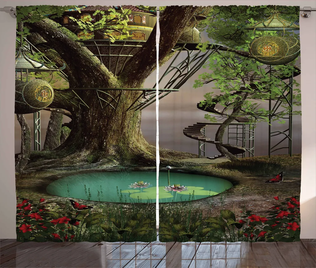 Tenda Camera Letto ABAKUHAUS Verde Giada 280x245 cm - Stile Enchanted