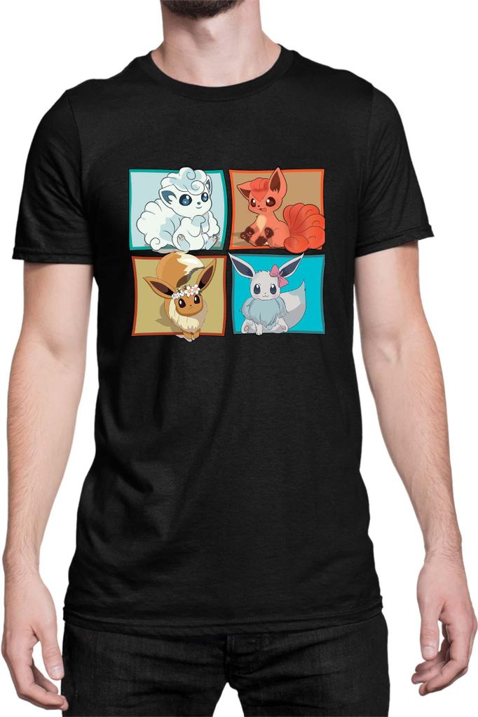 Herren T-Shirt Japan Manga Anime Comics Pokemon 018, Man 4XL / Schwarz