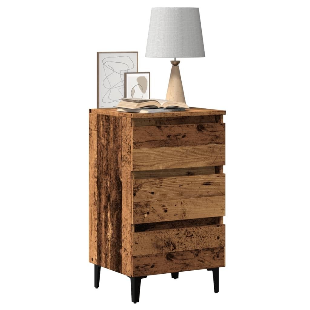 "im Angebot" Nachttisch/Nachtschrank - mit Reichlich Stauraum - mit Metallbeinen Altholz-Optik 40x35x69 cm - Beistellschrank CC24243