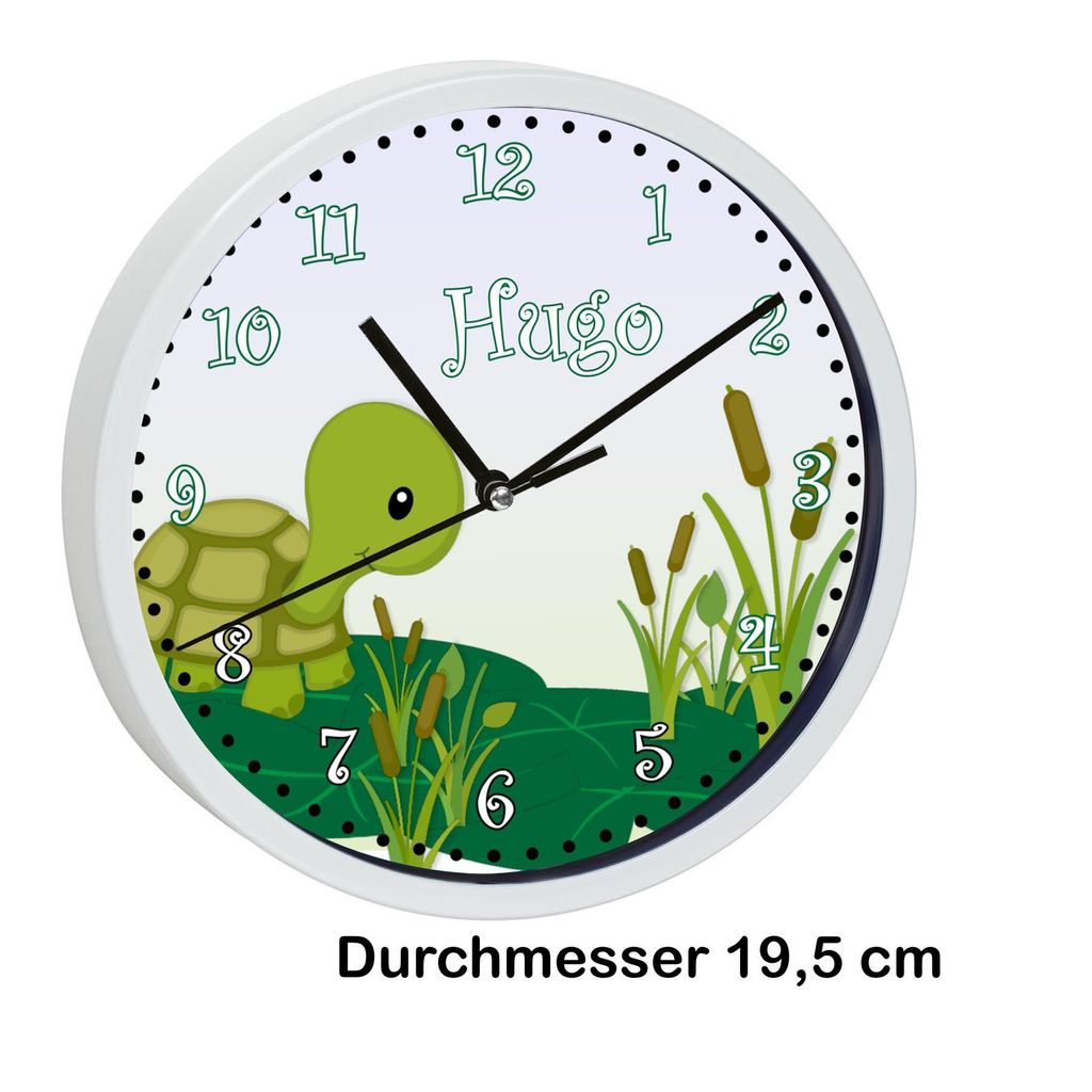 Wanduhr Kinderzimmer Mit Nilpferd Motiv - Personalisiert Mit Wunschnamen