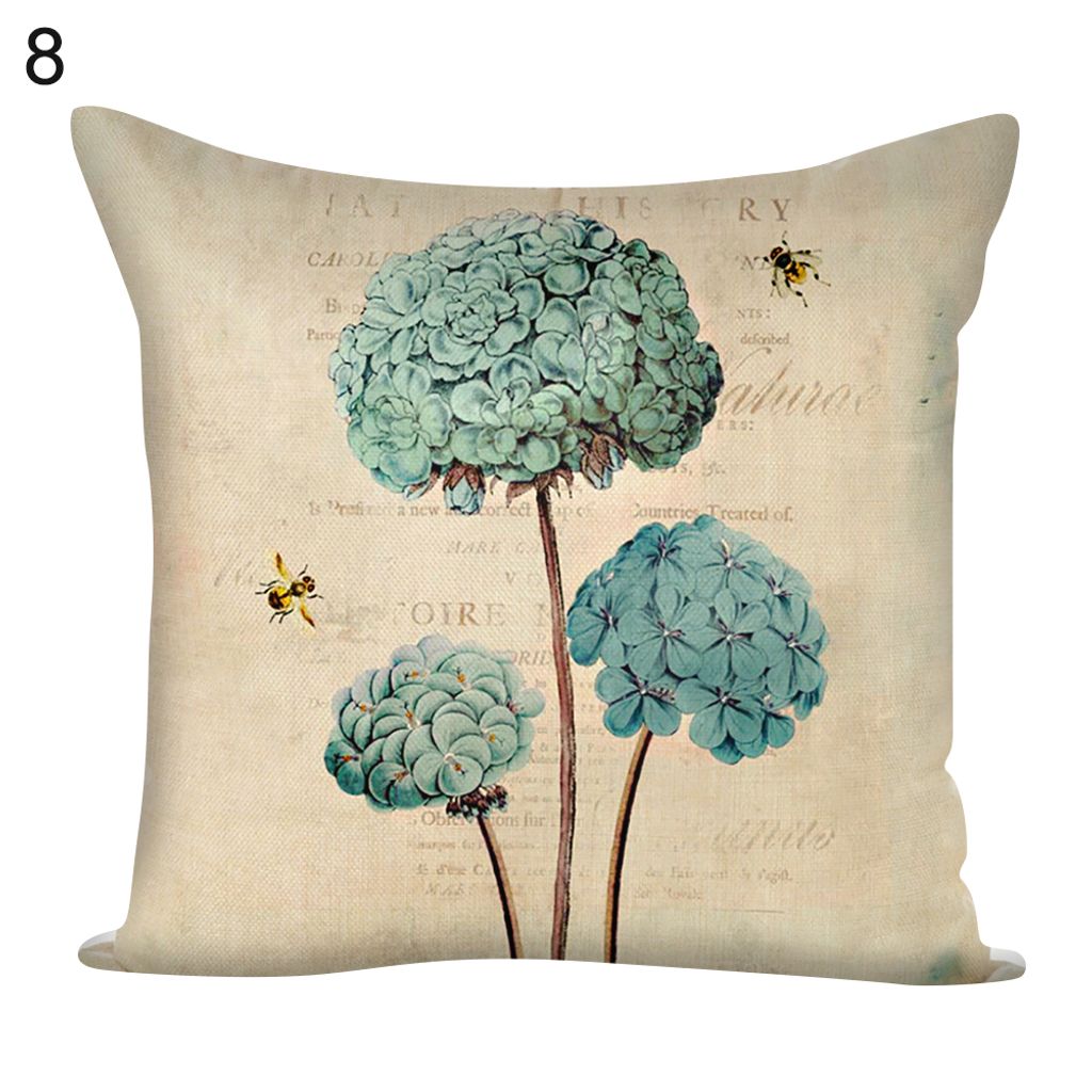 45x45cm Art Flower Leinen Wurf Kissen Kissenbezirk Home Car Sofa Nachbildung Nachbildung-8#