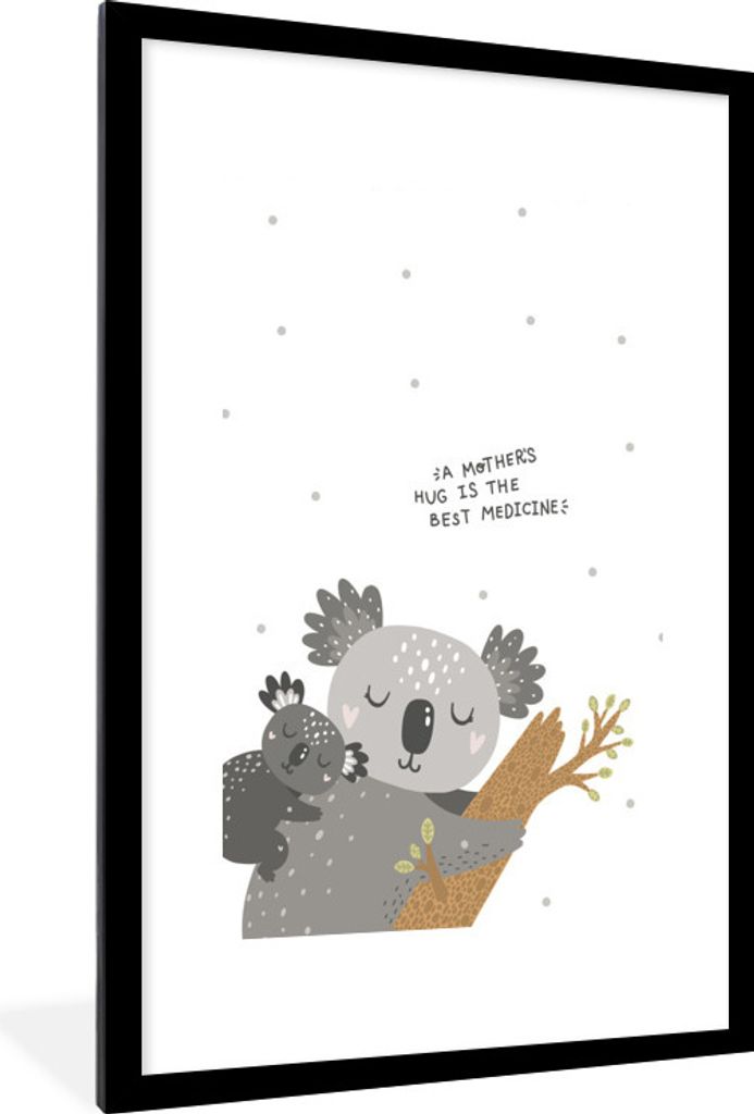 MuchoWow MuchoWow Gerahmtes Poster Koala - Zitat - Kinder - Mädchen - Baby 60x90 cm - Poster mit zchwarzem Bilderrahmen - Dekoration - Wandpos...