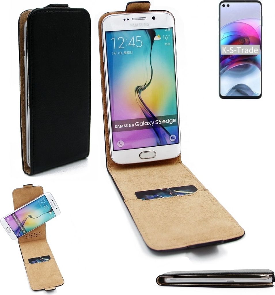K-S-Trade Schutz-Hülle Handy-Hülle kompatibel mit Motorola Edge S Flipstyle 360° Smartphone Tasche, schwarz, Case Flip cover