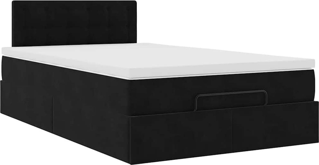 Ottoman-Bett mit Matratze Schwarz 120x190 cm Samt