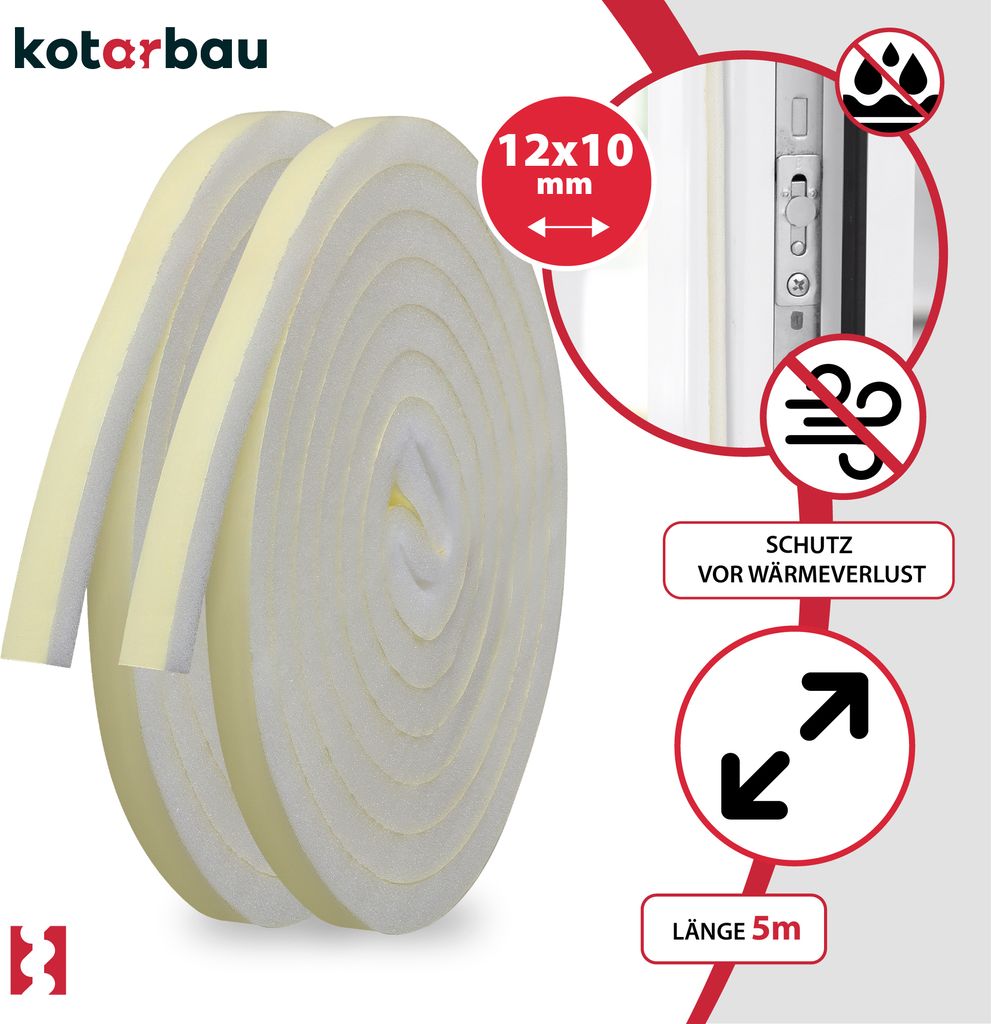 KOTARBAU® 2 St. Dichtungsband Schaumstoff 10x12 mm x 2,5m Produktbild 4