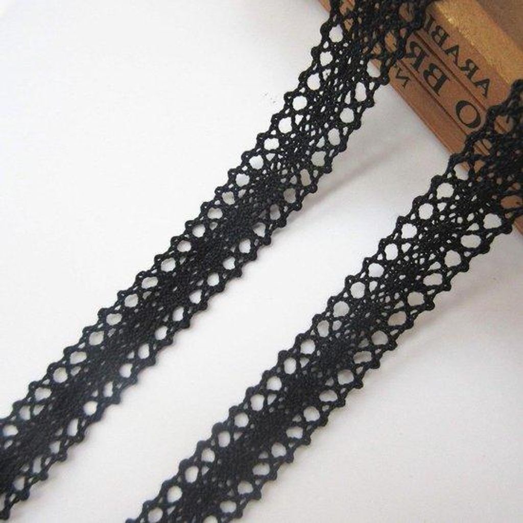 Kleidung veredeln Vintage-Style - 15 Meter - schwarz - Klettband