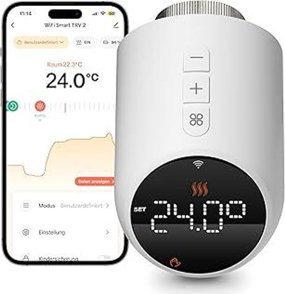 Heizkörperthermostat WLAN, Beok Thermostat Heizung Smart Thermostatkopf WiFi Heizungsthermostat Heizungsregler Digital Steuerung Per Tuya App, Goo...