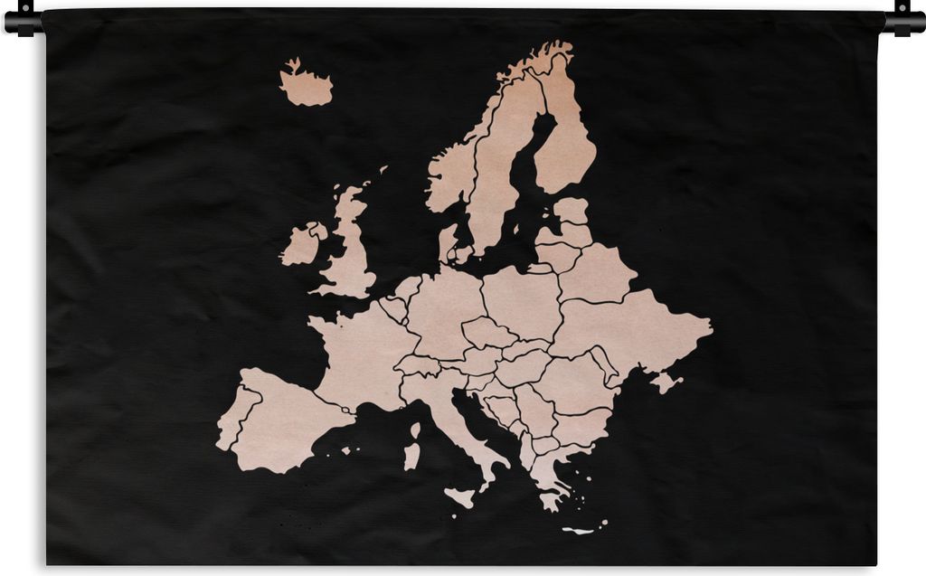 MuchoWow Wandteppich Wandbehang Karte - Europa - Rosa 90x60 cm Tapisserie Dekoration Wandtuch - Wandskulpturen - Bildteppich