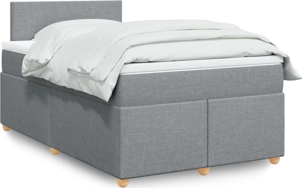Möbel Boxspringbett mit Matratze Hellgrau 120x200 cm Stoff - Klassische Betten 3288940