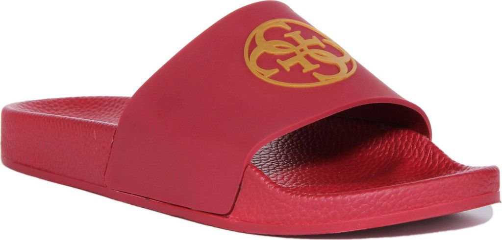 Guess Frauen 4G Logo Strand Pantoffeln Rot – undefined / Rot