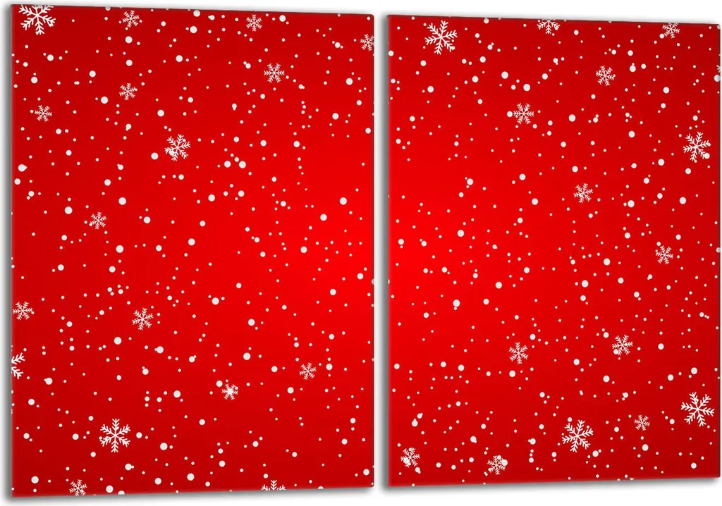 Copri Piano Cottura 2x40x52 cm Rosso Vacanze in Vetro Temperato