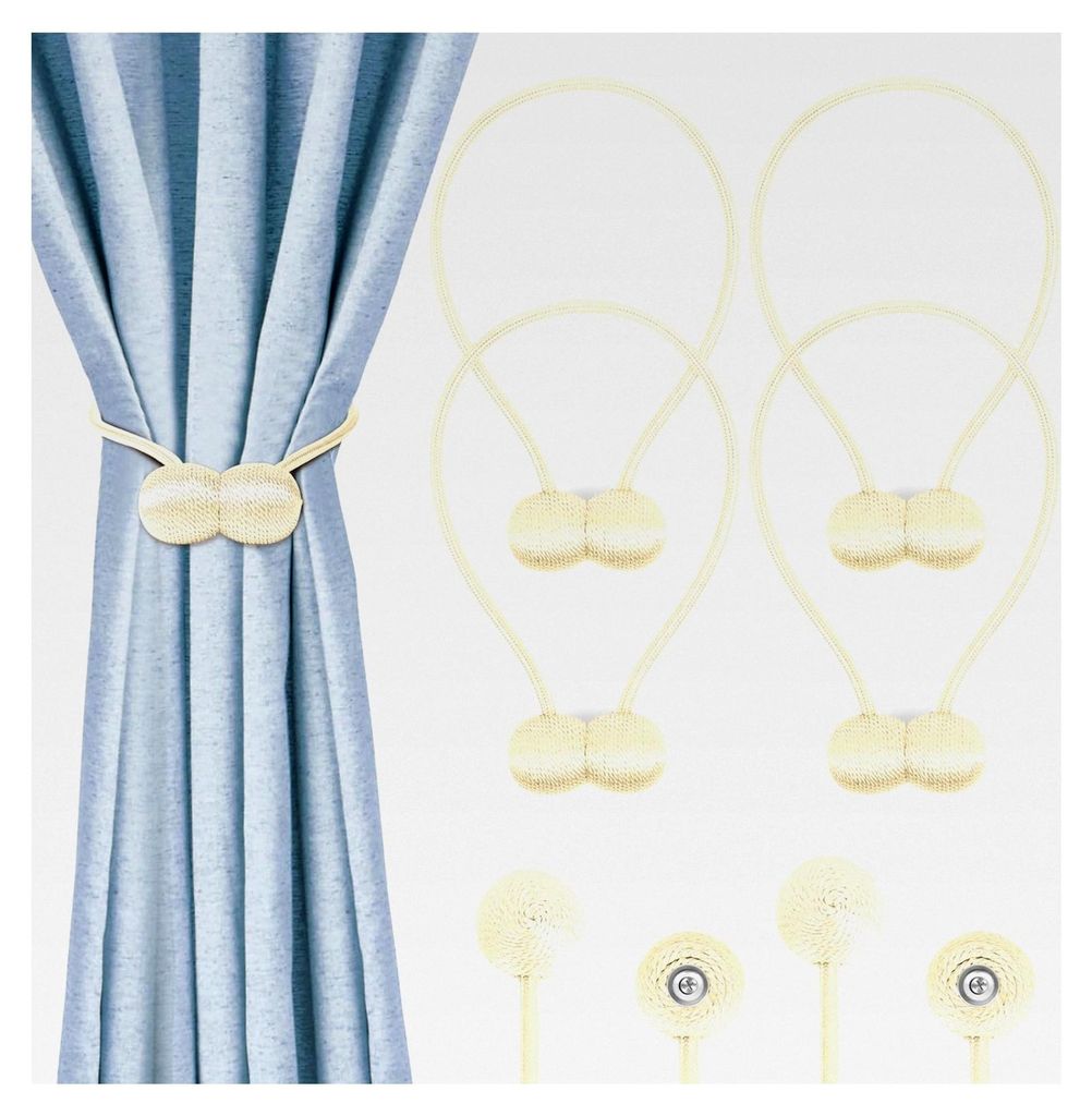 Magnetische Raffhalter für Vorhänge, 4 Stück, Duschvorhang-Rückhalter, dekoratives Gardinenband für Zuhause, Schlafzimmer und Wohnzimmer