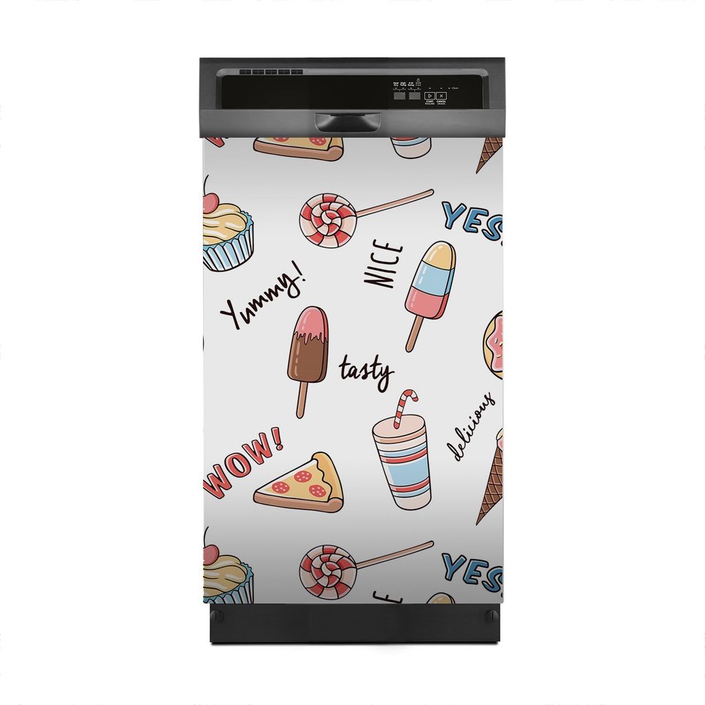 Aufkleber sticker 45x70 cm Dekorative folie Spülmaschine - Eiscreme Pizza Donut
