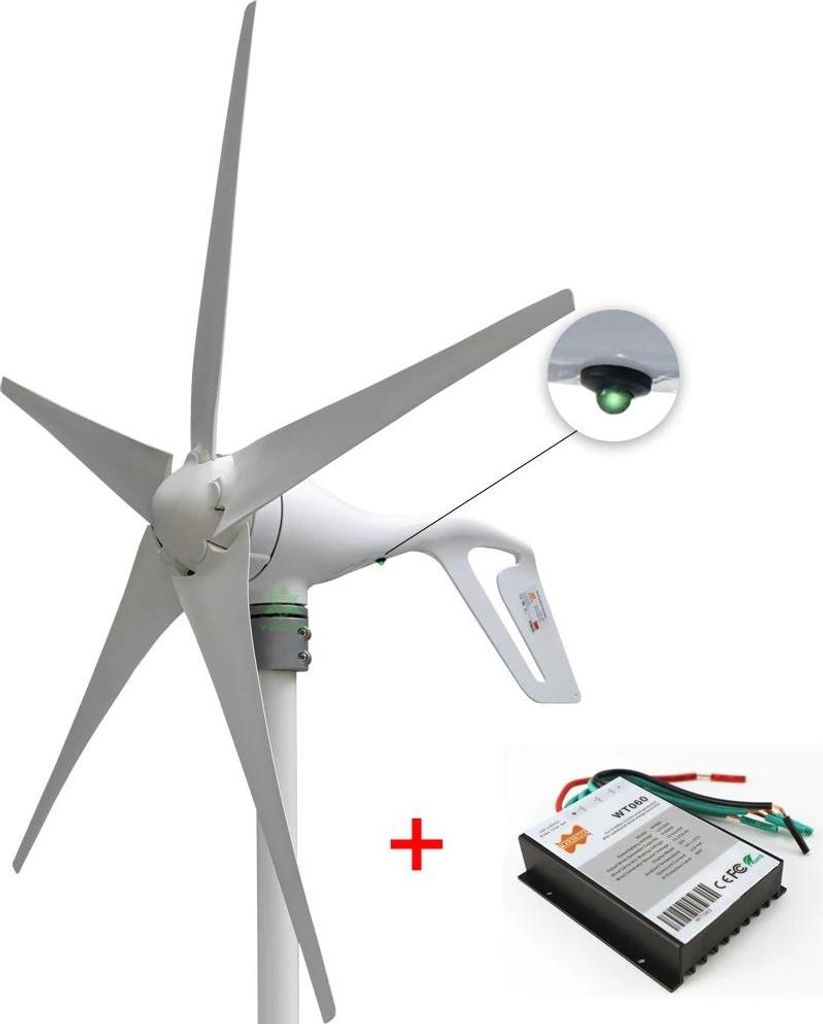 Windturbinen-Generator, effiziente Energieumwandlung, benutzerfreundliche Anzeige, 5 weiße Klingen, 400W, 12V