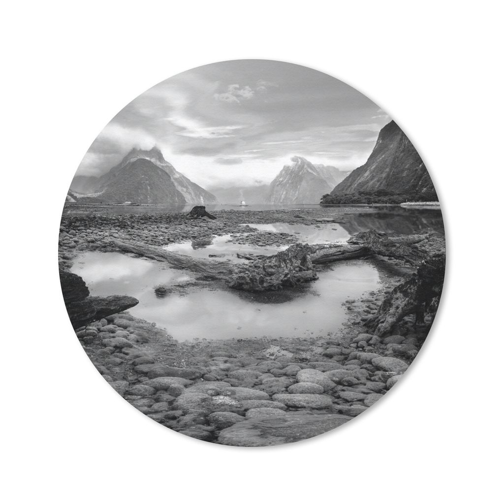 MuchoWow Mauspad Mousepad Neuseeland - Berg - Schwarz - Weiß 30x30 cm - Mousepads - Maus Mat - Pad - Mausunterlage - Tischunterlage - Schreibtis...