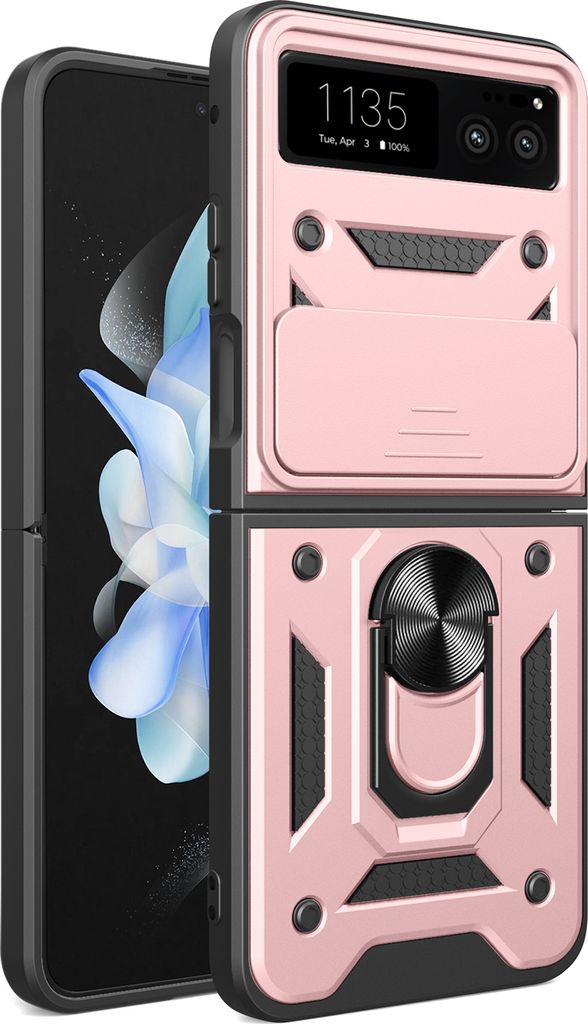 Hülle für Motorola Razr 40 mit Ring Ständer Halter TPU PC Hybrid Handyhülle Roségold