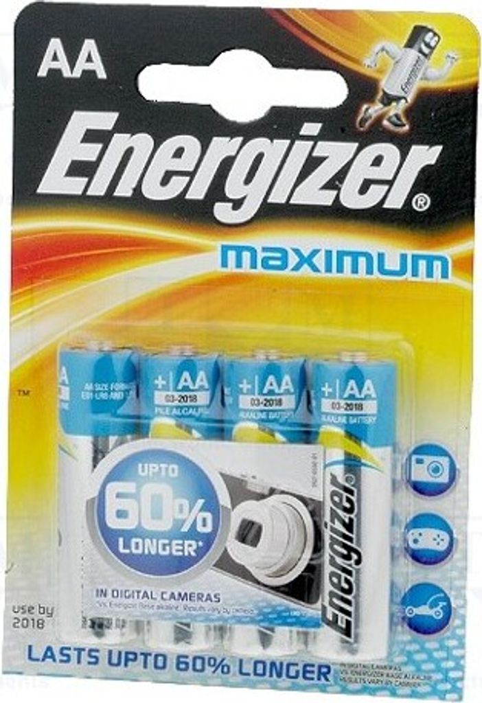 1x Batterie: alkalisch 1,5V Anz.Bat: 4 Batterien AA Maximum/Max Plus