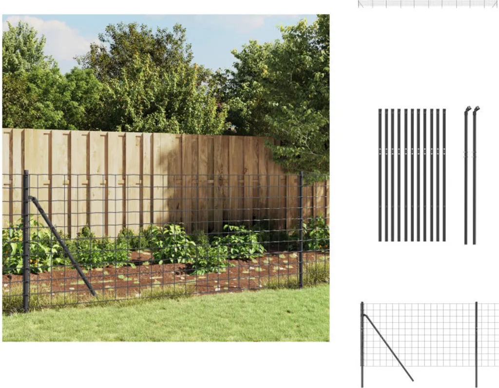 Recinzione Giardino Antracite 25 Metri Acciaio Zincato vidaXL