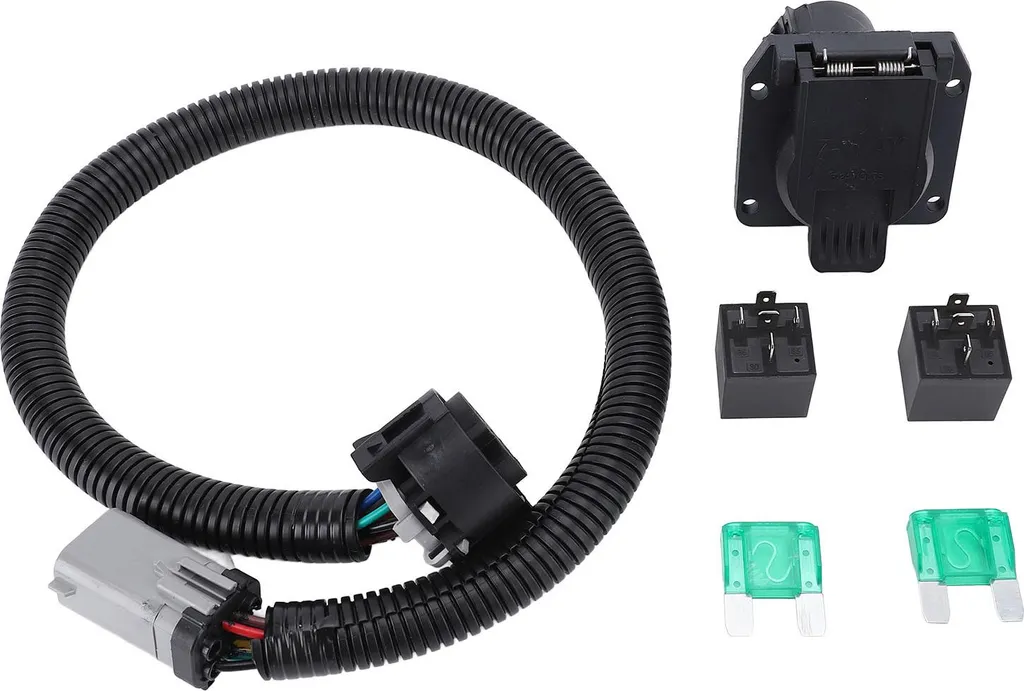 Prise de Remorque 7 Broches avec Kit d'Éclairage et Faisceau 55243 Noir