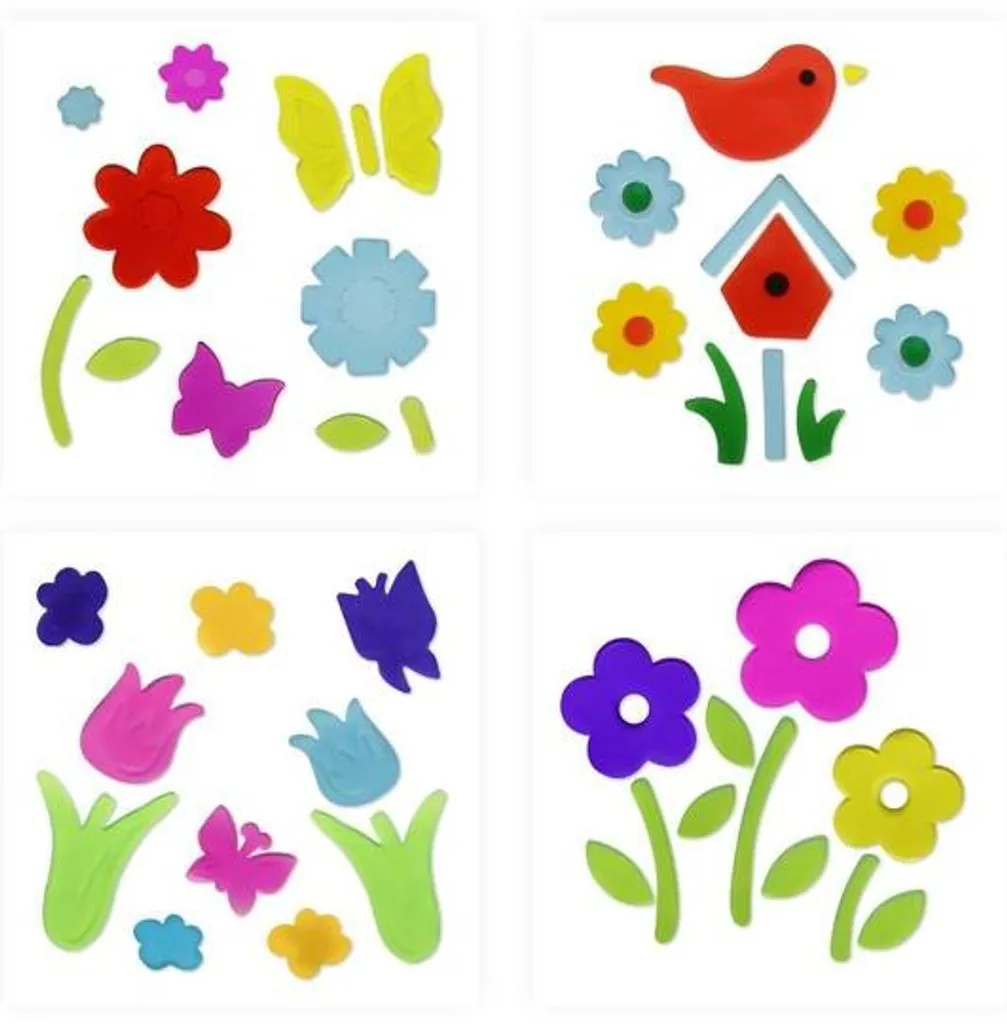 Stickers Fleurs Été pour Décorer Facilement Objets et Vitres Lot de 4